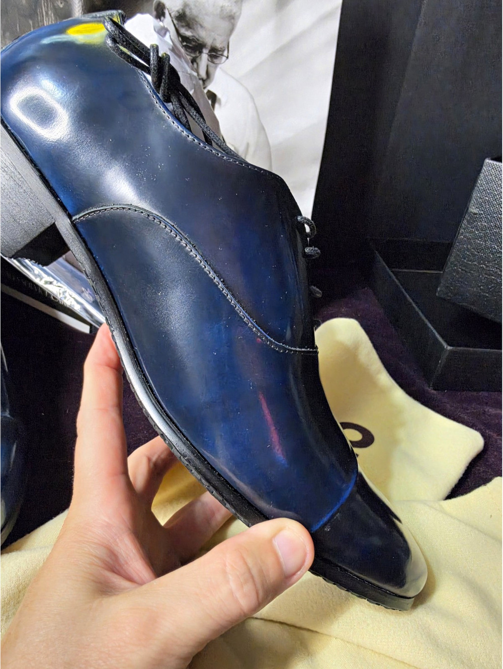ZERO Men's Blue Faux Leather Oxford Dress Shoes Lace Up US 8 New w/ Box